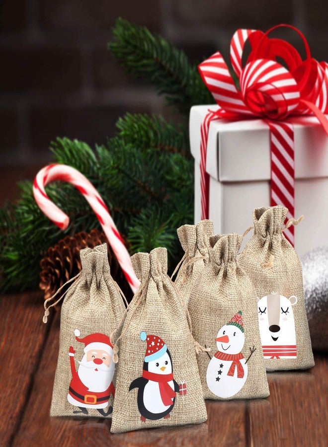 LOKIPA Christmas Jute Burlap Bags, Xmas Jute Linen Burlap Drawstring Gift Treat Candy Bag for Xmas Favors (12) - Image 5